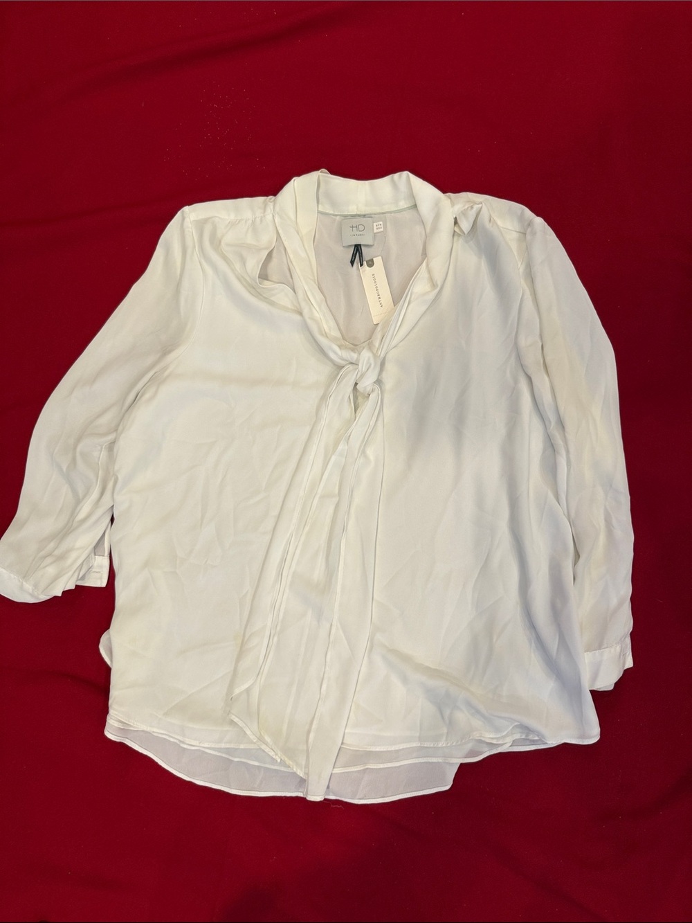 Anthropologie White Tie-Neck Blouse nwt